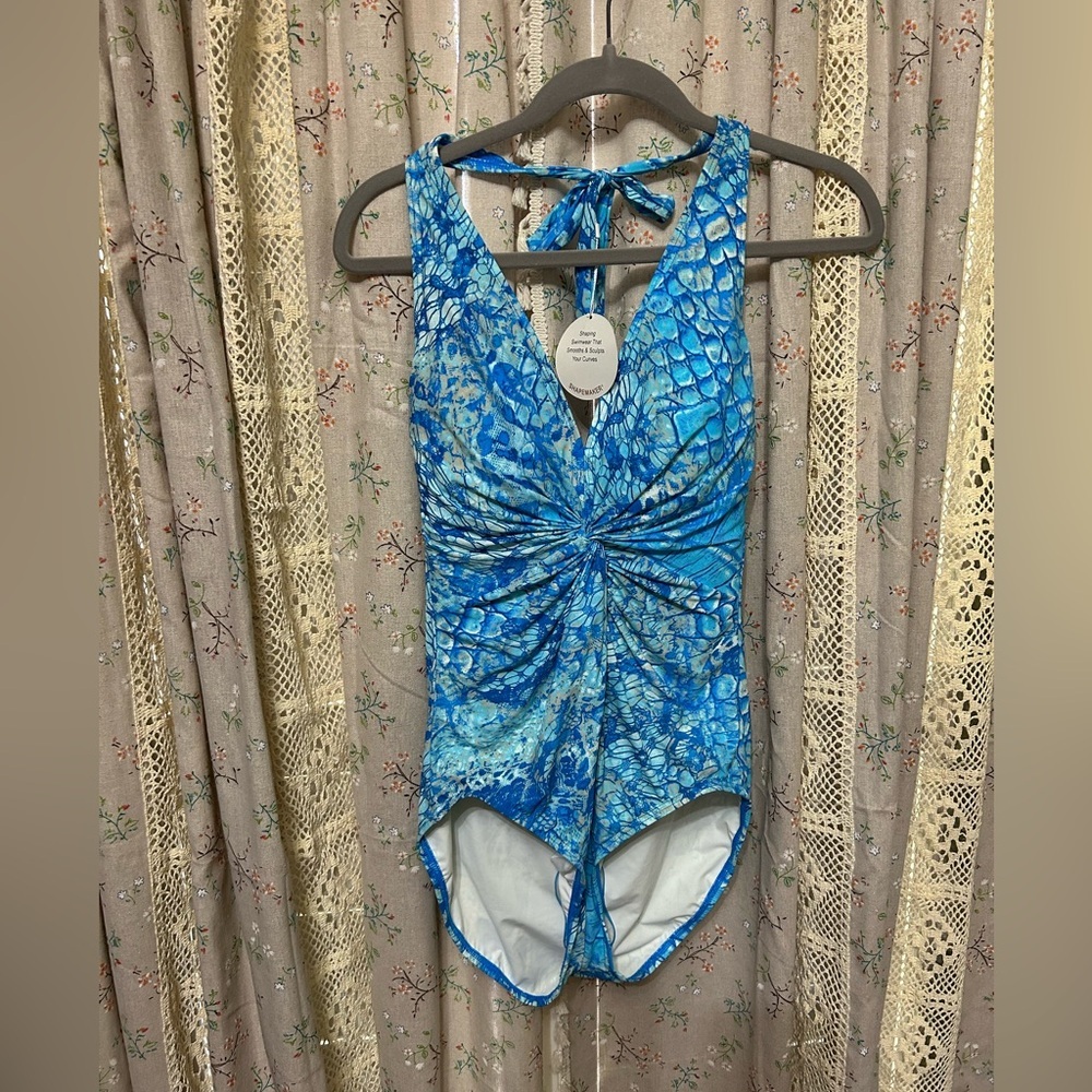 Contours By Coco Reef Cerulean Python Jewel One-Piece‎ Swimsuit Size 14/38C NWT - Picture 2 of 7